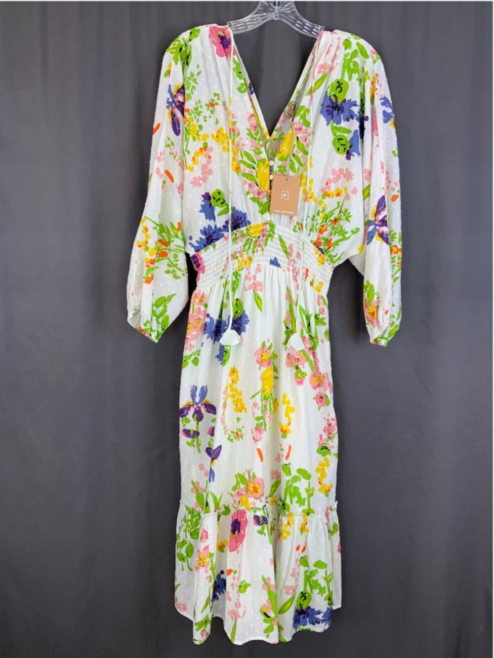 NWT Rose & Rose Dobby Floral Bohemian Cotton Maxi Dress Sz L - Picture 12 of 16